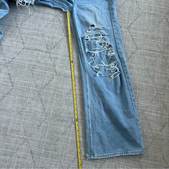 American Eagle AE Women’s Light Blue Super Wide Leg High Rise Denim Skater Jeans - Picture 11 of 13